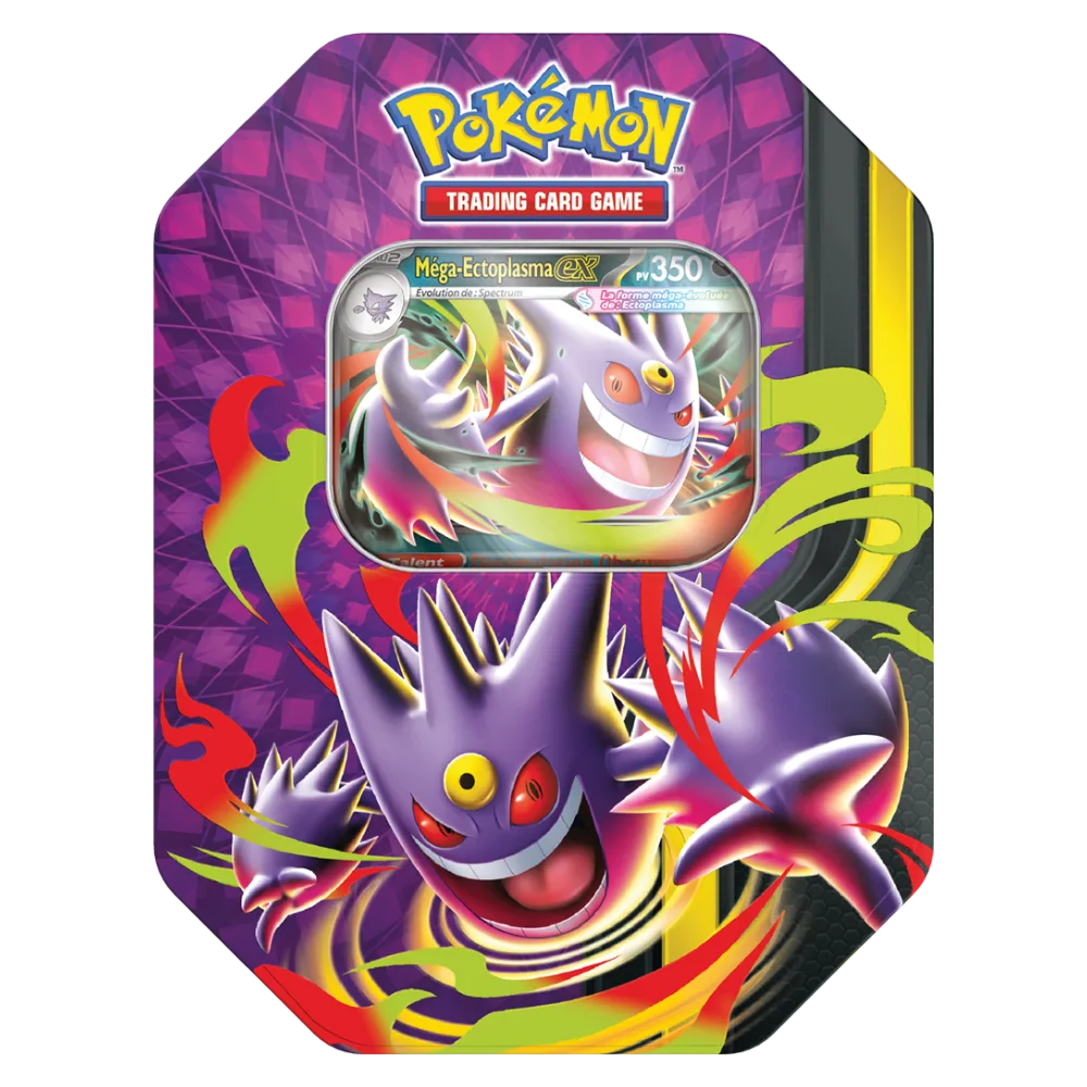 Pokébox Méga-Ectoplasma-ex Q2 2026, boîte métallique violette Pokémon
