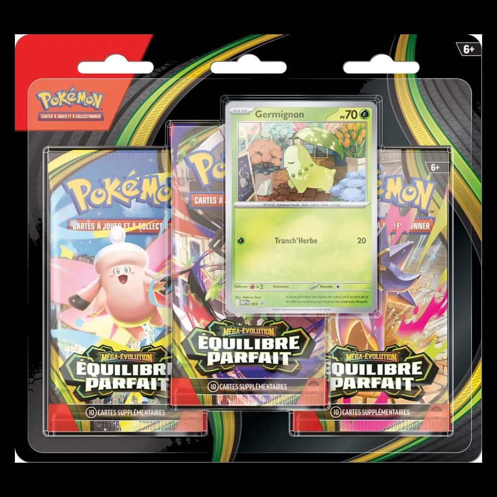 Tripack Pokémon ME03 Équilibre Parfait, 3 boosters et carte promo Germignon