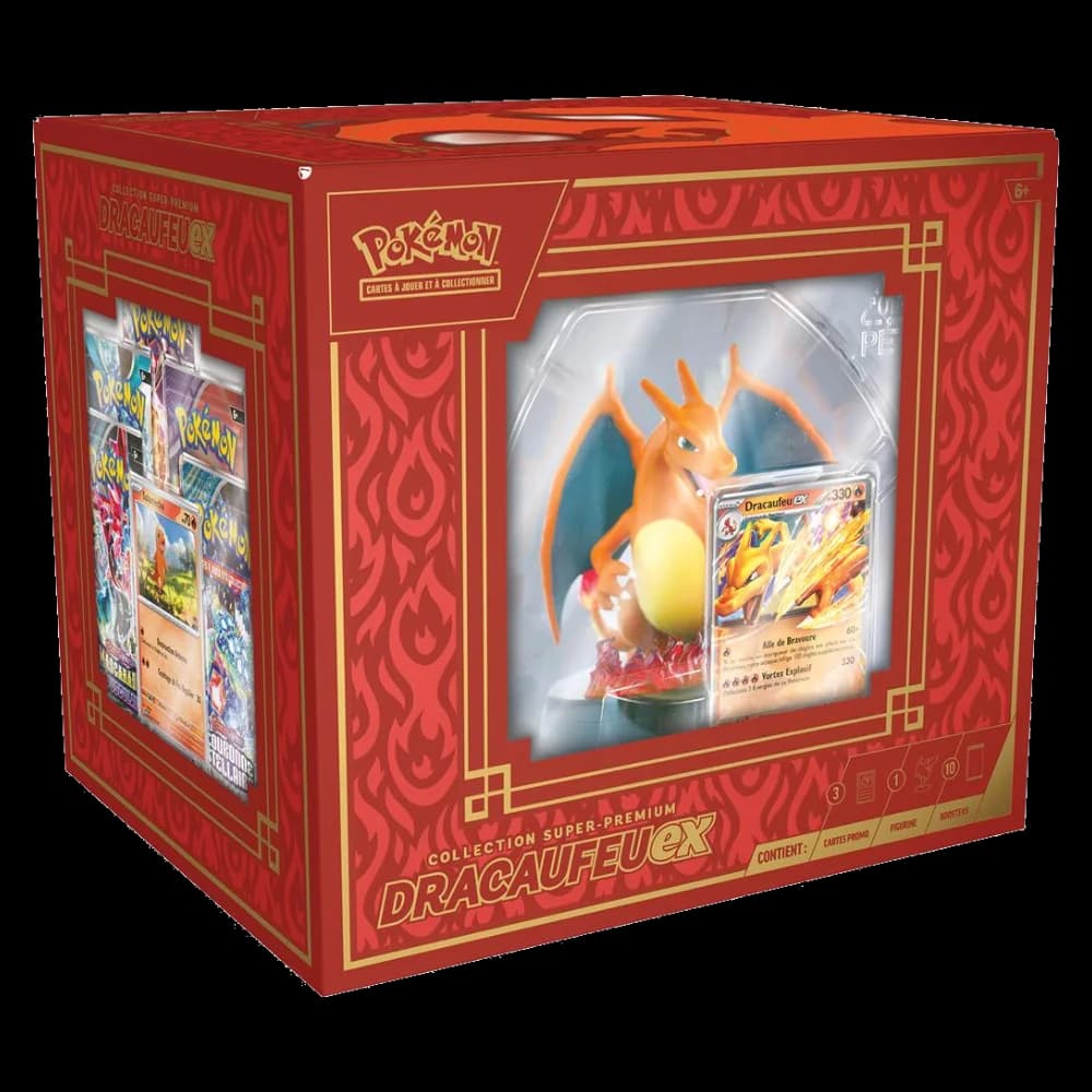 Coffret Découverte Super-Premium Pokémon Dracaufeu-ex avec figurine