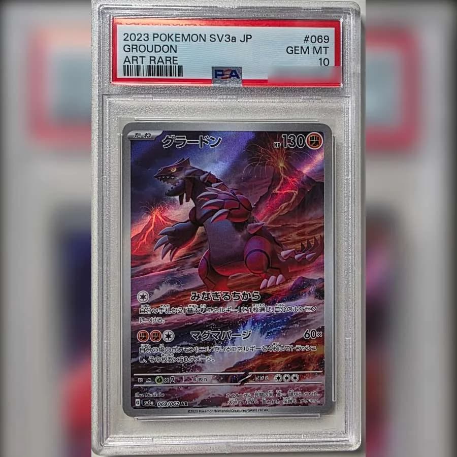 Carte Groudon Art Rare 069/062 gradée PSA 10 dans sa coque