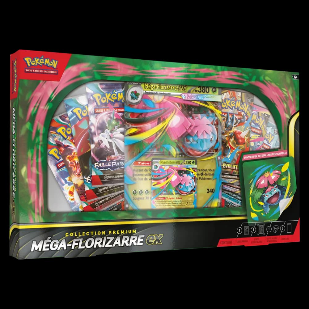 Coffret Collection Premium Pokémon Méga-Florizarre-ex avec ses cartes promo